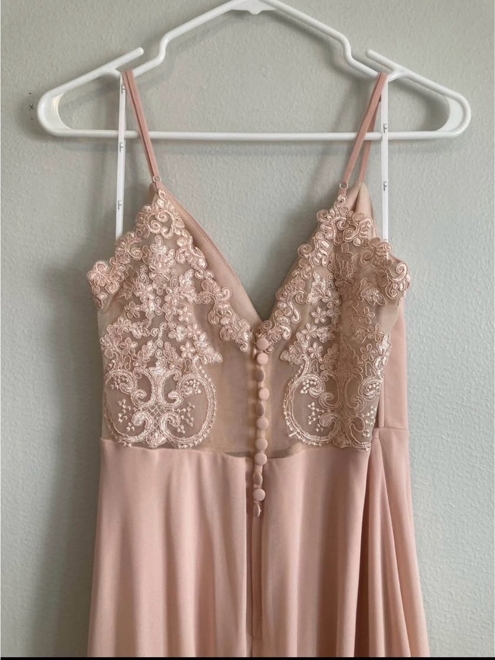 Lulu's Blush Pink Lace Appliqué Back Dress